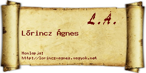 Lőrincz Ágnes névjegykártya